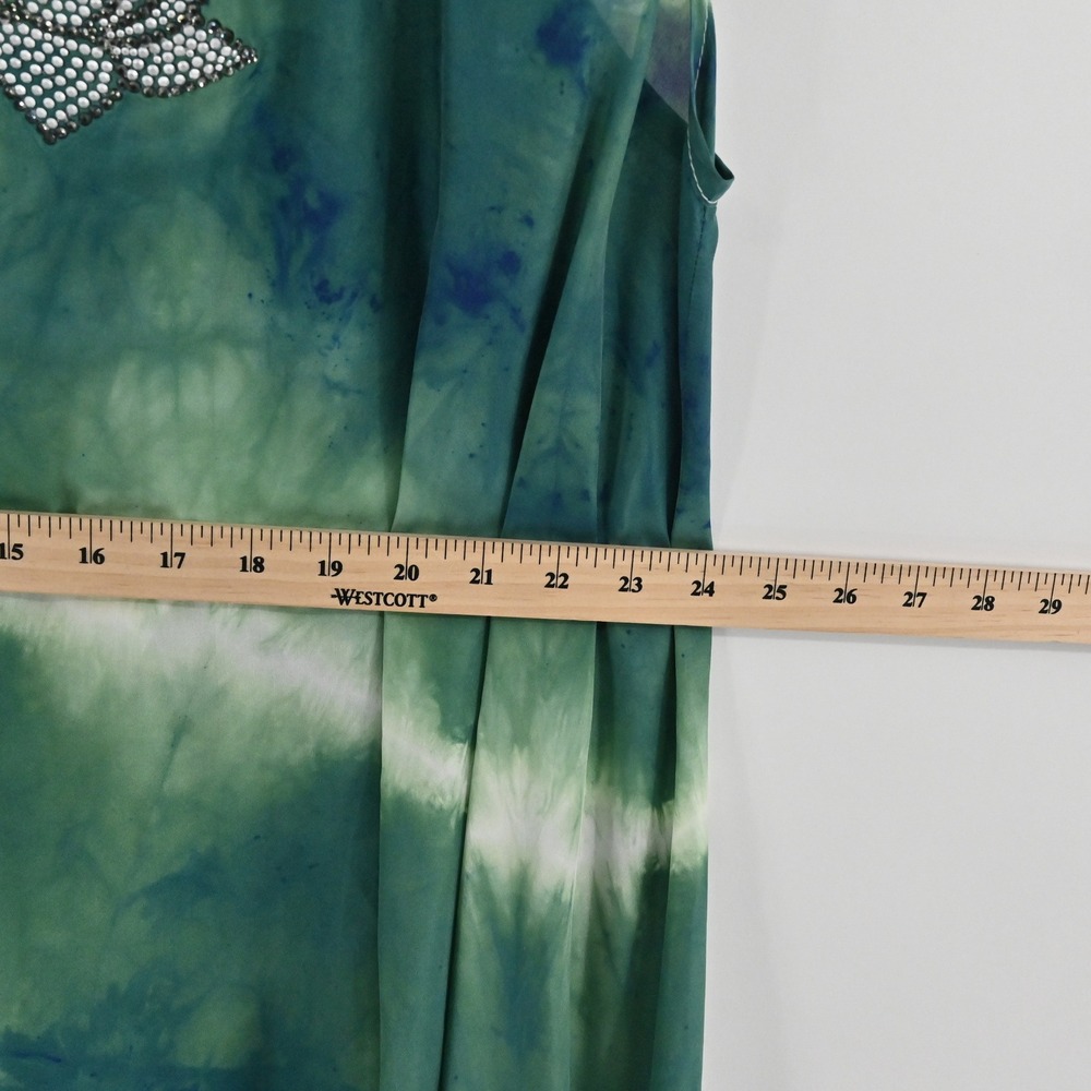 Aum Couture Tie Dye Lotus High Low Dress Womens Size M Green Silk Boho Y2K - Picture 6 of 9